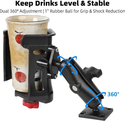 Adjustable Boat Cup Holder for Large Water Bottles (2.36" to 3.54" Diameter), with AMPS Square Plate & T-Bolt Track Base for Kayaks and Boats in Saudi Arabia