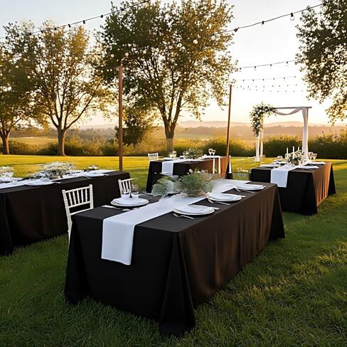 Surmente Black Tablecloth for Rectangle Tables, 90 x 132-inch Rectangular Table Cloth for 6-8 Ft Tables, Polyester Table Cover for Banquets, Parties, Events in Saudi Arabia