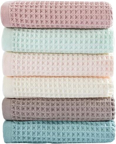 vfaejll 6 Pack Waffle Weave Dish Cloths, 13x13 Inch 100% Cotton Kitchen Towels for Washing Dishes - Super Absorbent, Quick Drying Dish Rags (Mixed Colors) in Kuwait