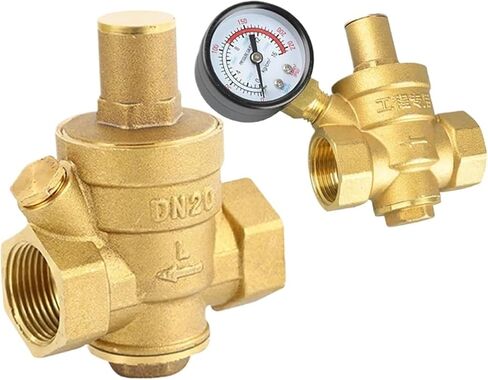 1PCS G 1/2" 3/4" 1" 2" Brass Pressure reducing Maintenance Valve DN15/DN20/DN25/DN32 Regulator Adjustable Safety Valve Pressure Gauge(2′,Without Gauge) in Kuwait