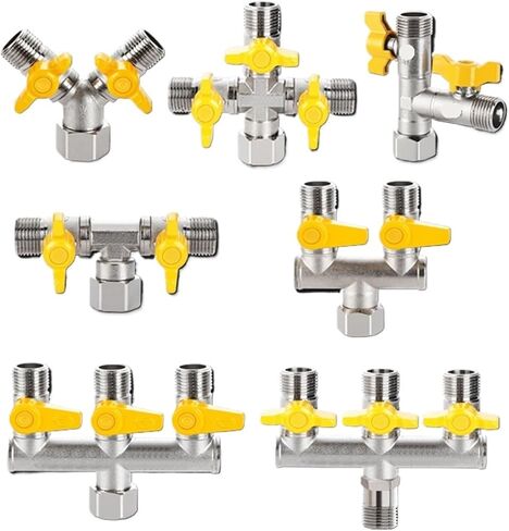 1PCS Full Copper Electroplating Thickened 1/2" 3-Way 4-Way Gas Valve Angle Valve Ball Valve Water Heater Switch Diverter(C) in Saudi Arabia