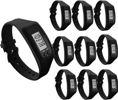 Silicone Fitness Tracker Watch, Pedometer Watch with Large LED Screen, No App Step Counting Bracelet, Calorie & Distance Tracker for Walking Running for Men Women in Saudi Arabia