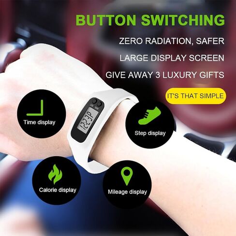 Silicone Fitness Tracker Watch, Pedometer Watch with Large LED Screen, No App Step Counting Bracelet, Calorie & Distance Tracker for Walking Running for Men Women in Saudi Arabia