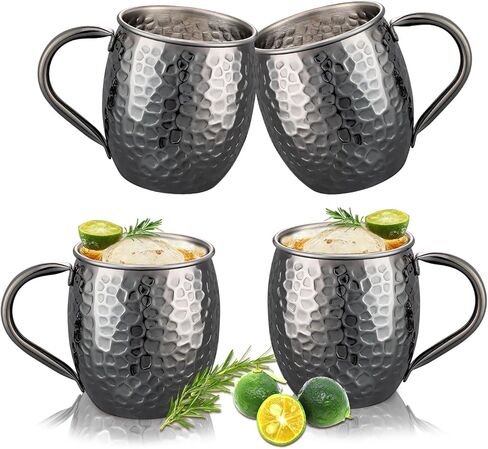 Moscow Mule Mugs Copper Cups Set of 4 Copper Mugs with 304 Stainless Steel Lining,Perfect For Wine, Beer, Cold Drink, Bar, Party, Gifts in Saudi Arabia