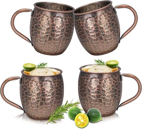 Moscow Mule Mugs Copper Cups Set of 4 Copper Mugs with 304 Stainless Steel Lining,Perfect For Wine, Beer, Cold Drink, Bar, Party, Gifts in Saudi Arabia