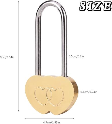 Love Lock Double Heart Padlock,3.5" 50mm Heart Lock for Wedding, Anniversary, Travel, Valentines Day(NO Key) in Kuwait