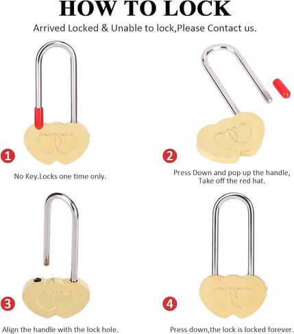 Love Lock Double Heart Padlock,3.5" 50mm Heart Lock for Wedding, Anniversary, Travel, Valentines Day(NO Key) in Kuwait