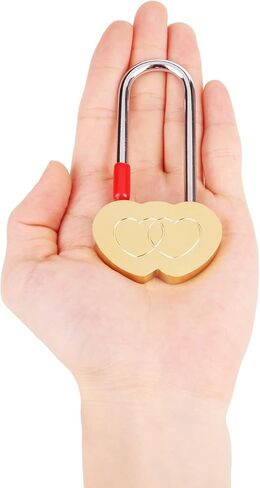 Love Lock Double Heart Padlock,3.5" 50mm Heart Lock for Wedding, Anniversary, Travel, Valentines Day(NO Key) in Kuwait