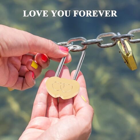 Love Lock Double Heart Padlock,3.5" 50mm Heart Lock for Wedding, Anniversary, Travel, Valentines Day(NO Key) in Kuwait