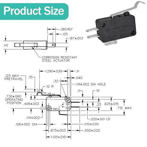 مفتاح ميكرو V7-7H15D8-263-1 (عبوة من 8 قطع) - مفتاح حركة SPDT Roller Lever Snap متوافق مع هانيويل - استبدال من الدرجة الصناعية in Saudi Arabia