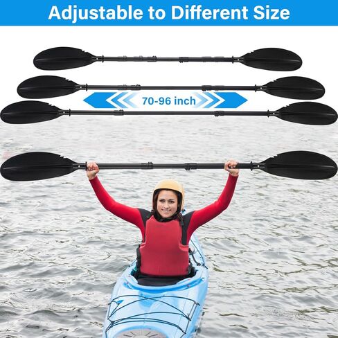 Kayak Paddle, 70"-96" Kayak Paddles Oars for Boating Heavy Duty Adjustable Shaft Comfort Grips with Paddle Leash for Kayaking Boating Canoeing River Tubing (Black) in Saudi Arabia