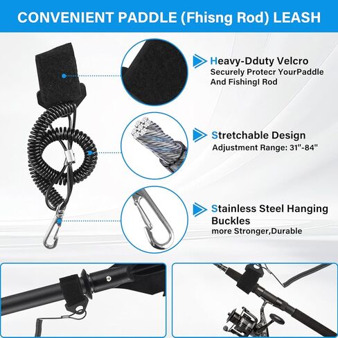 Kayak Paddle, 70"-96" Kayak Paddles Oars for Boating Heavy Duty Adjustable Shaft Comfort Grips with Paddle Leash for Kayaking Boating Canoeing River Tubing (Black) in Saudi Arabia