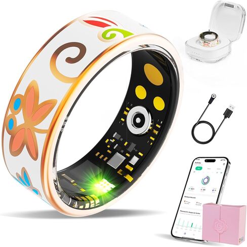 Smart Ring Health Tracker ، للرجال والنساء ، مجهز بمراقبة معدل ضربات القلب ، تعقب النوم ، 8 أوضاع تمرين ، عداد الخطوة ، عمر البطارية من 5 إلى 7 أيام ، بدون رسوم اشتراك ، IP68 R18 (7) in Kuwait