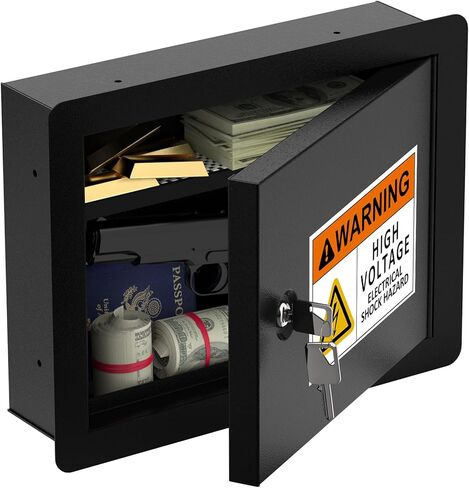 In-Wall Safe with Disguised Sticker, Heavy Duty Wall Safes Between the Studs, Fits 16-Inch Studs with Key Lock, Hidden Gun Storage for Firearms, Money, and Valuables (Grayish White) in Kuwait