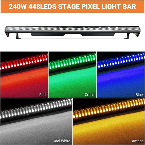 LED Stage Wash Light Bar: 120W 36LEDs RGBW 4IN1 Color Changing - Detachable Diffuser - Pixel & Beam Effects - DMX Master Slave Control - Uplight for Events DJ Bar Party Music Show Band Performance in Kuwait
