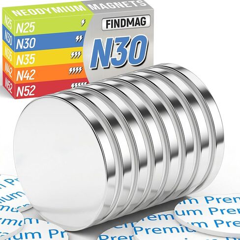 FindMag N52 Disc Magnets مع مادة لاصقة من جانب مزدوج ، مغناطيسات أرضية نادرة للغاية في الحرف ، المكتب ، العلمي ، المكتب ، 1.18 بوصة D × 1/8 بوصة H in Kuwait