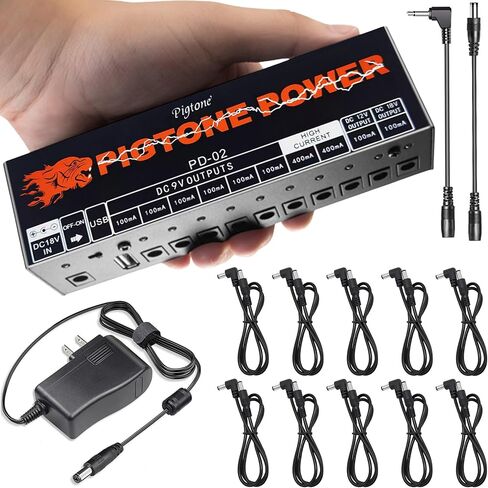 Guitar Effect Pedal Power Supply 10 DC Outputs Suitable for 9V/12V/18V Pedals With Short Circuit/Overcurrent Protection Separate LED Indicator USB (5V2A) PD-02 in Saudi Arabia