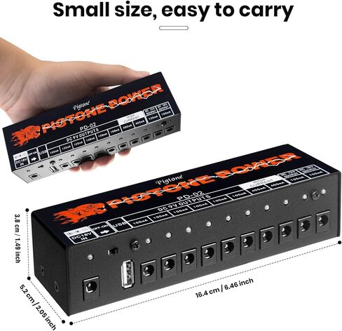 Guitar Effect Pedal Power Supply 10 DC Outputs Suitable for 9V/12V/18V Pedals With Short Circuit/Overcurrent Protection Separate LED Indicator USB (5V2A) PD-02 in Saudi Arabia