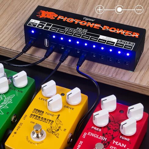 Guitar Effect Pedal Power Supply 10 DC Outputs Suitable for 9V/12V/18V Pedals With Short Circuit/Overcurrent Protection Separate LED Indicator USB (5V2A) PD-02 in Saudi Arabia