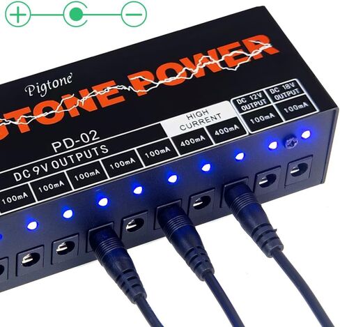 Guitar Effect Pedal Power Supply 10 DC Outputs Suitable for 9V/12V/18V Pedals With Short Circuit/Overcurrent Protection Separate LED Indicator USB (5V2A) PD-02 in Saudi Arabia