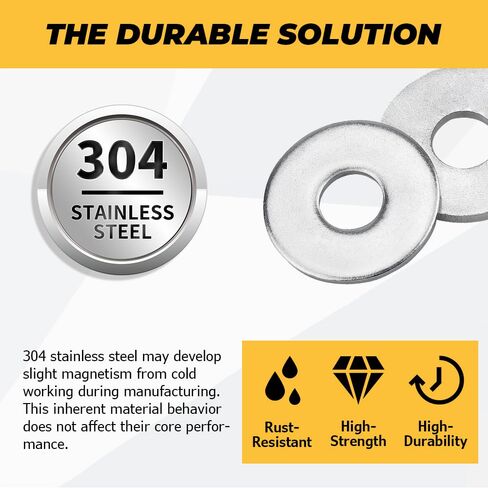 40-Pack 7/16" Flat Washer- 304 Stainless Steel (1/2" ID x 1-1/4" OD), Corrosion Resistant Bulk Hardware Fits 7/16" Screws, Raigesh in Saudi Arabia
