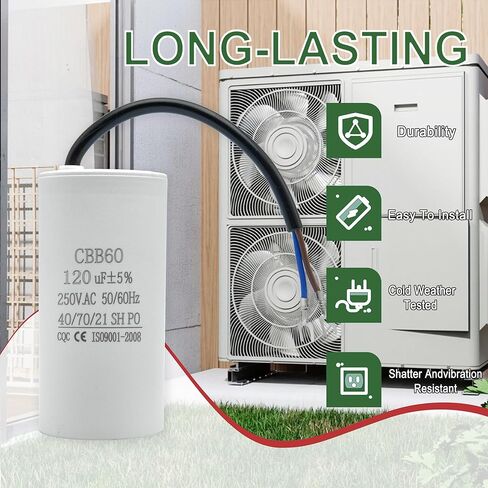 CBB60 Run Capacitor for Motor Air Compressor and air Conditioner Compressor, 120uF 250VAC 50/60Hz in Kuwait