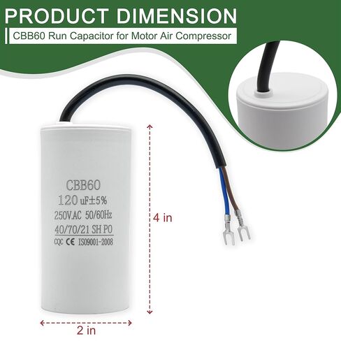 CBB60 Run Capacitor for Motor Air Compressor and air Conditioner Compressor, 120uF 250VAC 50/60Hz in Kuwait