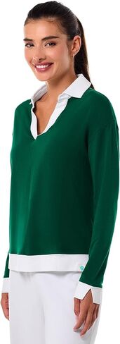 Long Sleeve Collared Polo Shirt - UPF 50+ Sun Protection - Fontainebleau 2.0 in Eden Green in Saudi Arabia