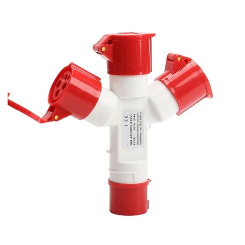 مقبس صناعي من واحد إلى ثلاثة 4X16A مقبس طيران ثلاثي الاتجاهات مقاوم للماء IP44 1014-3 in Kuwait