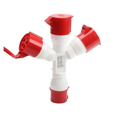 مقبس صناعي واحد إلى ثلاثة 5X32A مقبس طيران ثلاثي الاتجاهات مقاوم للماء IP44 1025-3 in Kuwait