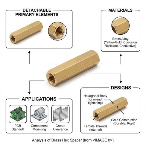M3 x 5mm Brass Straight PCB Pillar, Female Threaded Brass Hex Standoff Pillar Spacer, 100Pcs in Saudi Arabia