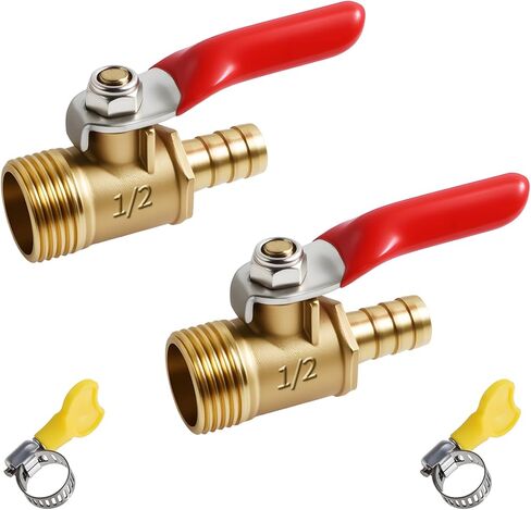 2 Pcs Brass Ball Valve 10mm(3/8") PEX × 3/8 Inch Male NPT PEX Brass Full Port Shut Off Ball Valve Water Valves with Stainless Steel Clamp for Plumbing Application Like Water Fuel and Gas in Saudi Arabia