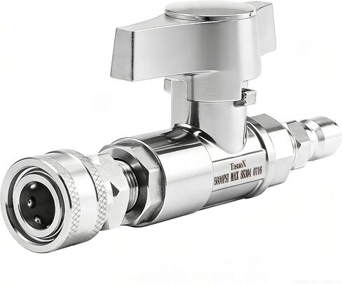 Ball Valve Pressure Washer, 3/8" Quick Connect Ball Valve Kit, High Pressure Shut Off Valve for Power Washer Hose, 5000 PSI, Stainless Steel in Saudi Arabia