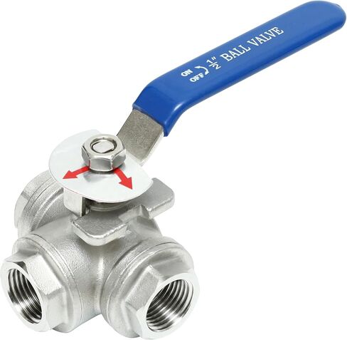 HFS(R) 3-Way Ball Valve, L Mounting Pad, Stainless Steel 304 Female Type with Vinyl Locking Handle (1/2" NPT, L-port) in Saudi Arabia