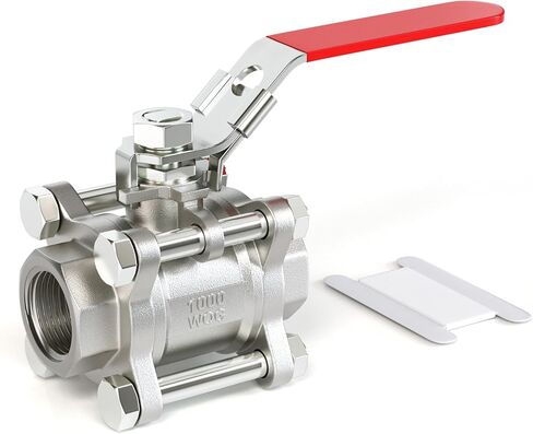 TAILONZ PNEUMATIC W0G2000 - 1/4" FNPT 3PC صمام كروي عالي التحمل، 304 من الفولاذ المقاوم للصدأ بمقبض أحمر (عبوة من 1) in Saudi Arabia