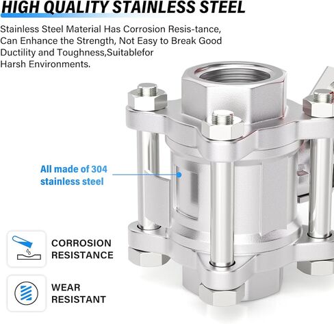 TAILONZ PNEUMATIC W0G2000 - 1/4" FNPT 3PC صمام كروي عالي التحمل، 304 من الفولاذ المقاوم للصدأ بمقبض أحمر (عبوة من 1) in Saudi Arabia