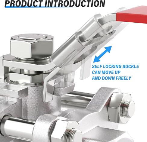TAILONZ PNEUMATIC W0G2000 - 1/4" FNPT 3PC صمام كروي عالي التحمل، 304 من الفولاذ المقاوم للصدأ بمقبض أحمر (عبوة من 1) in Saudi Arabia