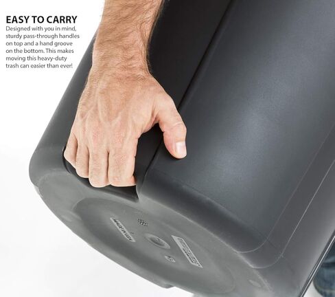 United Solutions 32 Gallon Outdoor Waste Garbage Bin, Easy to Carry Pass-Through Handles & Attachable Click Lock Lid, Black in Kuwait