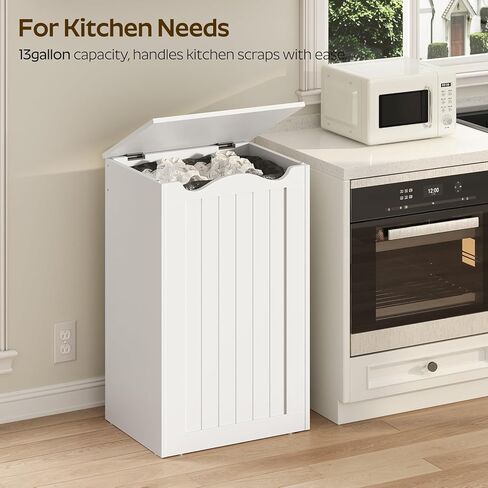 خزانة سلة المهملات من YATINEY، سلة قمامة المطبخ المخفية مع غطاء، لا حاجة إلى صندوق داخلي، خزانة سلة المهملات الخشبية لإعادة التدوير للمطبخ، غرفة المعيشة باللون الأبيض WB05WW in Kuwait
