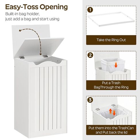 خزانة سلة المهملات من YATINEY، سلة قمامة المطبخ المخفية مع غطاء، لا حاجة إلى صندوق داخلي، خزانة سلة المهملات الخشبية لإعادة التدوير للمطبخ، غرفة المعيشة باللون الأبيض WB05WW in Kuwait