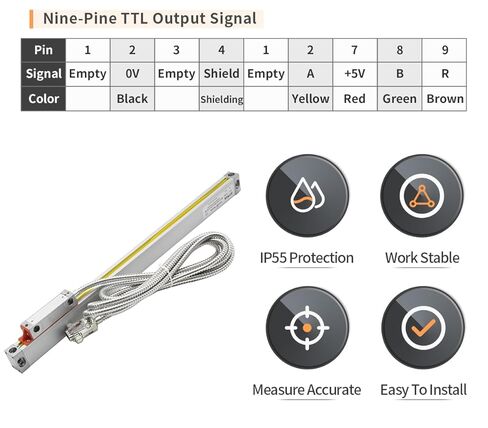 3 Axis DRO Kit Digital Readout TTL Linear Scale Kit 5um Precision (0.0002") for Milling Lathe Machine （170mm~1020mm ） in Saudi Arabia