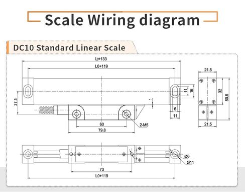 3 Axis DRO Kit Digital Readout TTL Linear Scale Kit 5um Precision (0.0002") for Milling Lathe Machine （170mm~1020mm ） in Saudi Arabia