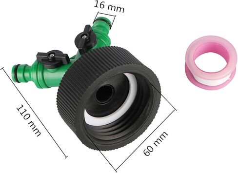 60mm Coarse Thread Inlet 2-Way Y Shape Quick Connector Valve Outlet Water Tank Replacement Valve Ton Barrel Tap Adapter Joints in Kuwait