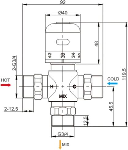 1PCS G3/4"(DN20) Thermostatic Valve Thermostatic Mixing Valve Solar Shower Brass Thermostatic Valve Solar Pipe Valve in Kuwait