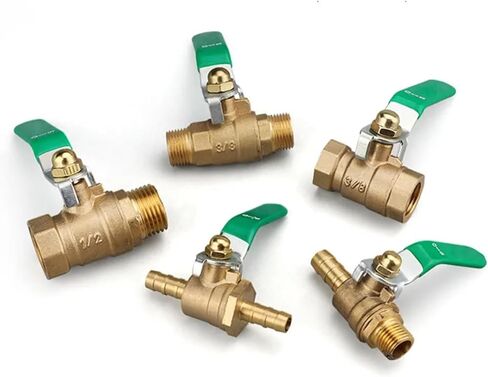 Thickened Copper Ball Valve 1/4 3/8 1/8 1/2 3/4 BSPT Internal Thread Barb 8/10/12mm for Water Pipe Switch Heating Valve(1l4,Female to Male) in Kuwait