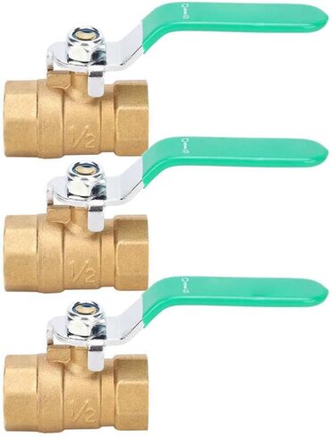 3Pcs Brass Water Pipe Ball Valve 1/2in Double Female Thread Thick Drain Shut Off Switch in Kuwait