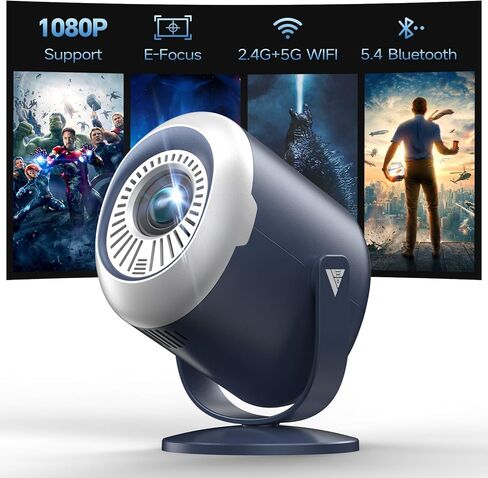 Mini Projector with WiFi and Bluetooth, Portable Outdoor Projectors for iPhone, Electric Focus and 180° Rotating, 170" FHD 1080P Projector for Home Theater, Compatible with Phone/HDMI/USB/TV Stick in Kuwait