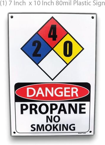 علامة البروبان | علامة أمان تحذيرية بشأن تخزين البروبان | ممنوع التدخين NFPA 704 2-4-0 لافتة الماس | 7x10 بوصة بلاستيك in Saudi Arabia