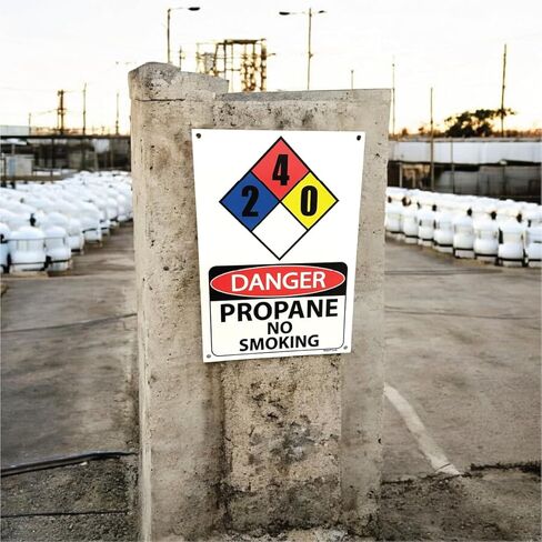 علامة البروبان | علامة أمان تحذيرية بشأن تخزين البروبان | ممنوع التدخين NFPA 704 2-4-0 لافتة الماس | 7x10 بوصة بلاستيك in Saudi Arabia