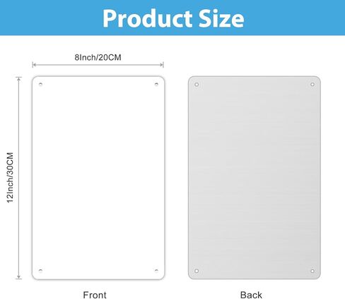 4 Pcs White Blank Sign Metal, 0.8mm Sublimation Metal Signs Blank, Rust Free, UV Protected and Weatherproof for Diy Parking Garden Advertising Sign (White, 12" x 8") in Kuwait